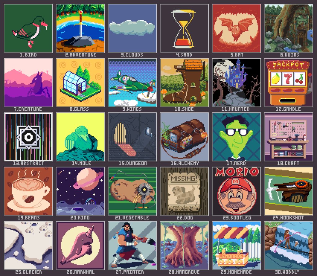 30-Day Lospec Dailies Pixel Art&nbsp;Challenge